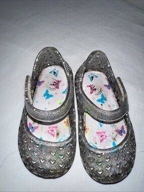 Girls' Glitter Jelly Mary Jane Shoes in Clear Silver